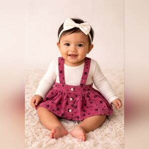 Bailey's Blossoms Corduroy Skirt Jumper with Black Floral Accents